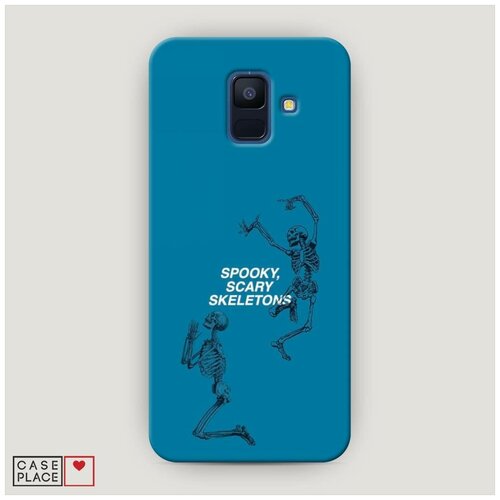 фото Чехол пластиковый samsung galaxy a6 танцующие скелеты голубой case place