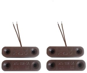 Извещатель охранный точечный магнитоконтактный, датчик геркон ИО 102-54 коричневый, 2 штуки