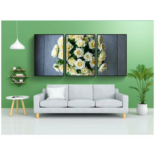 фото Набор модулных постеров для интерьера "розы, букет из роз, страус" 60x90 см. в тубусе, без рамки lotsprints