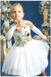 Нарядное платье с перчатками "Алая роза", Маленькая Леди, 646-117- ВХА