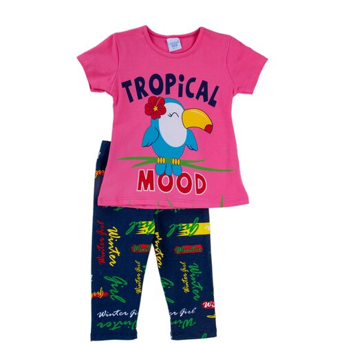 Комплект одежды для девочки, спортивный костюм - футболка и лосины, с рисунком, размер 92 (2 года)