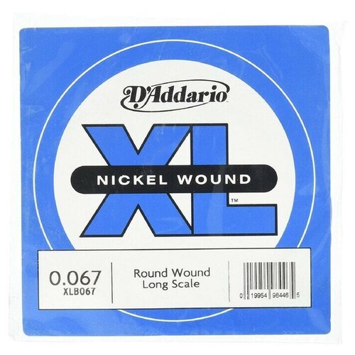 XLB067 Nickel Wound Отдельная струна для бас-гитары, никелированная, .067, D'Addario струна отдельная для бас гитары 1 emuzin 1шт nbg 040 россия