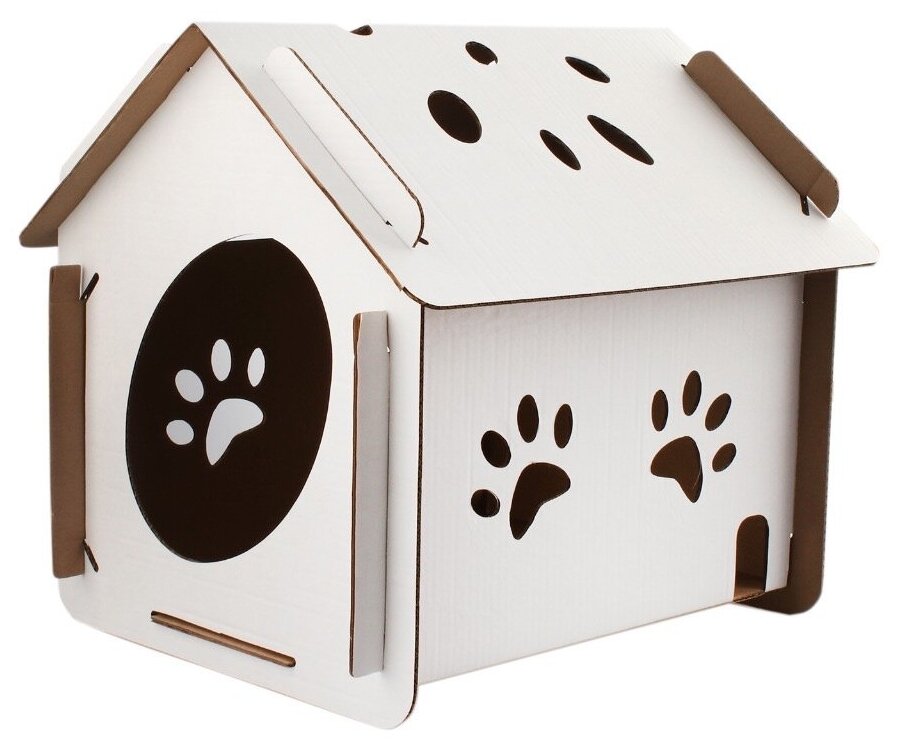 Картонный домик - когтеточка Оскар для собак, для кошки, для кота, лежанка, лежак, подстилка для животных, игровой комплекс, игрушка