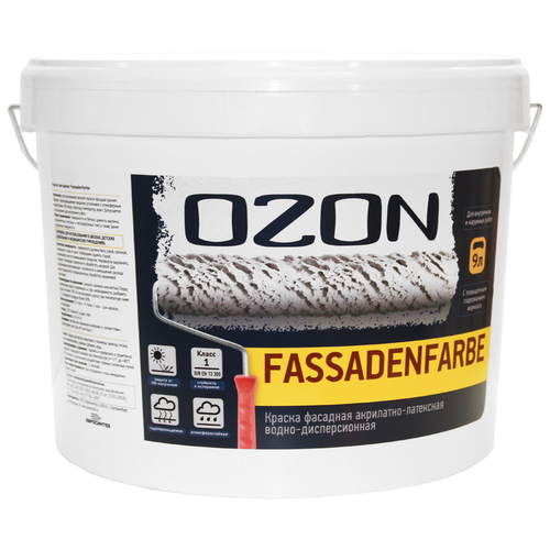 Краска акриловая OZON FASSADENFARBE матовая бесцветная 9 л 12 кг