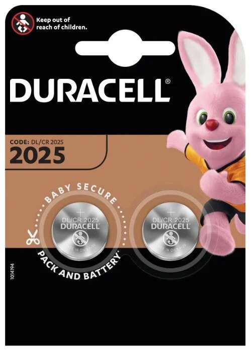 Батарейка литиевая Duracell CR2025 дисковая 3В блистер 2шт.
