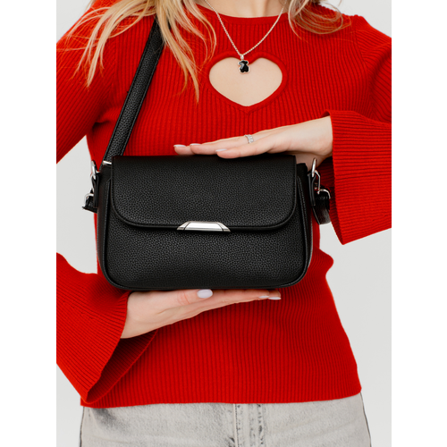 Сумка кросс-боди CARLOTTY, фактура гладкая, зернистая, черный