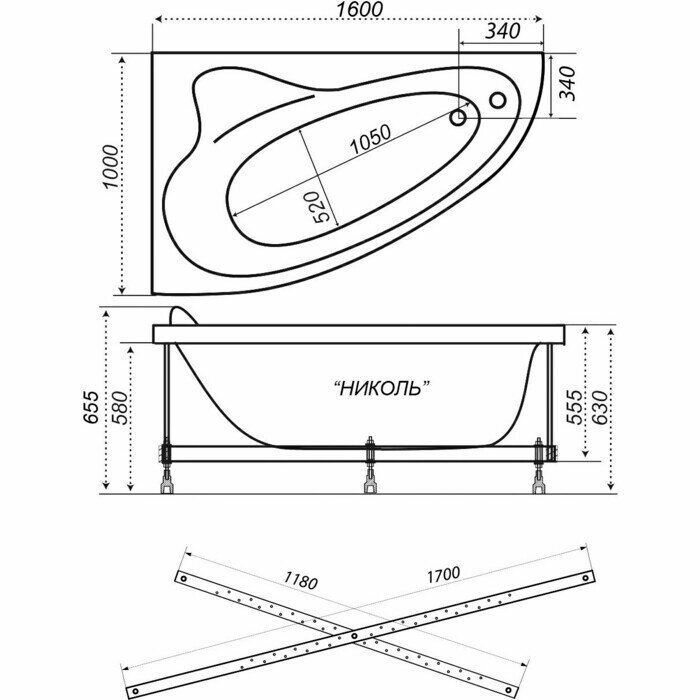 Акриловая ванна Triton Николь L 160x100 левая (Щ0000048679)