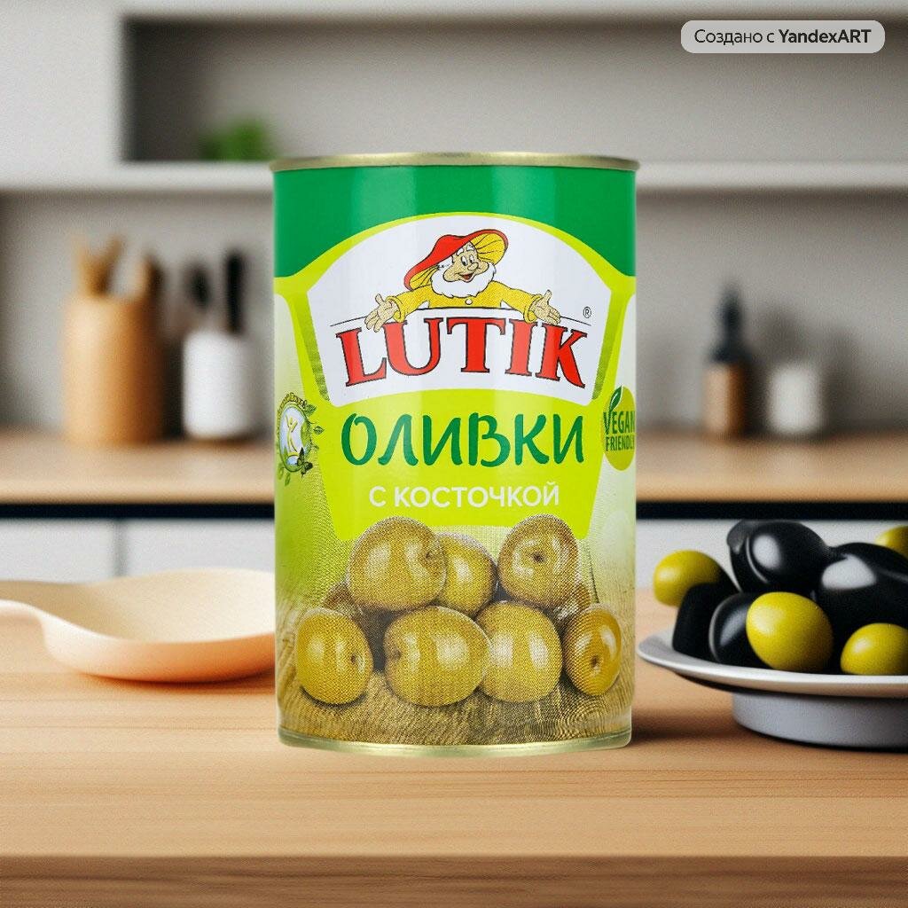 Оливки Lutik консервированные с косточкой, 280 г