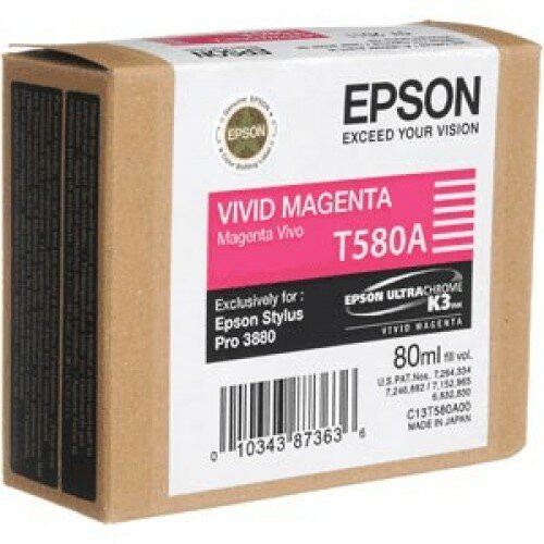 Картридж струйный Epson T580A C13T580A00 ярко-пурпурный оригинальный 400 стр, 80 мл.