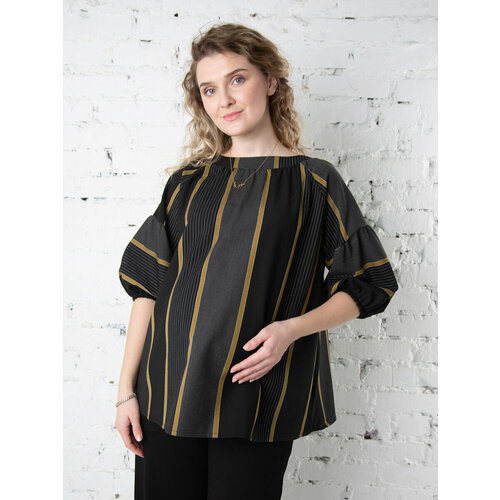 блуза расклешенная для беременных мамуля красотуля магда красные полоски на белом 48 50 Блуза Мамуля Красотуля, размер 48-50, желтый, черный