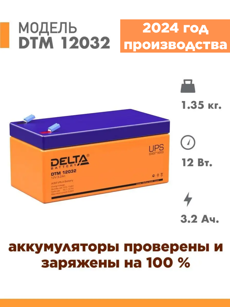 Аккумуляторная батарея Delta DTM 12032 (12V / 3.2Ah)