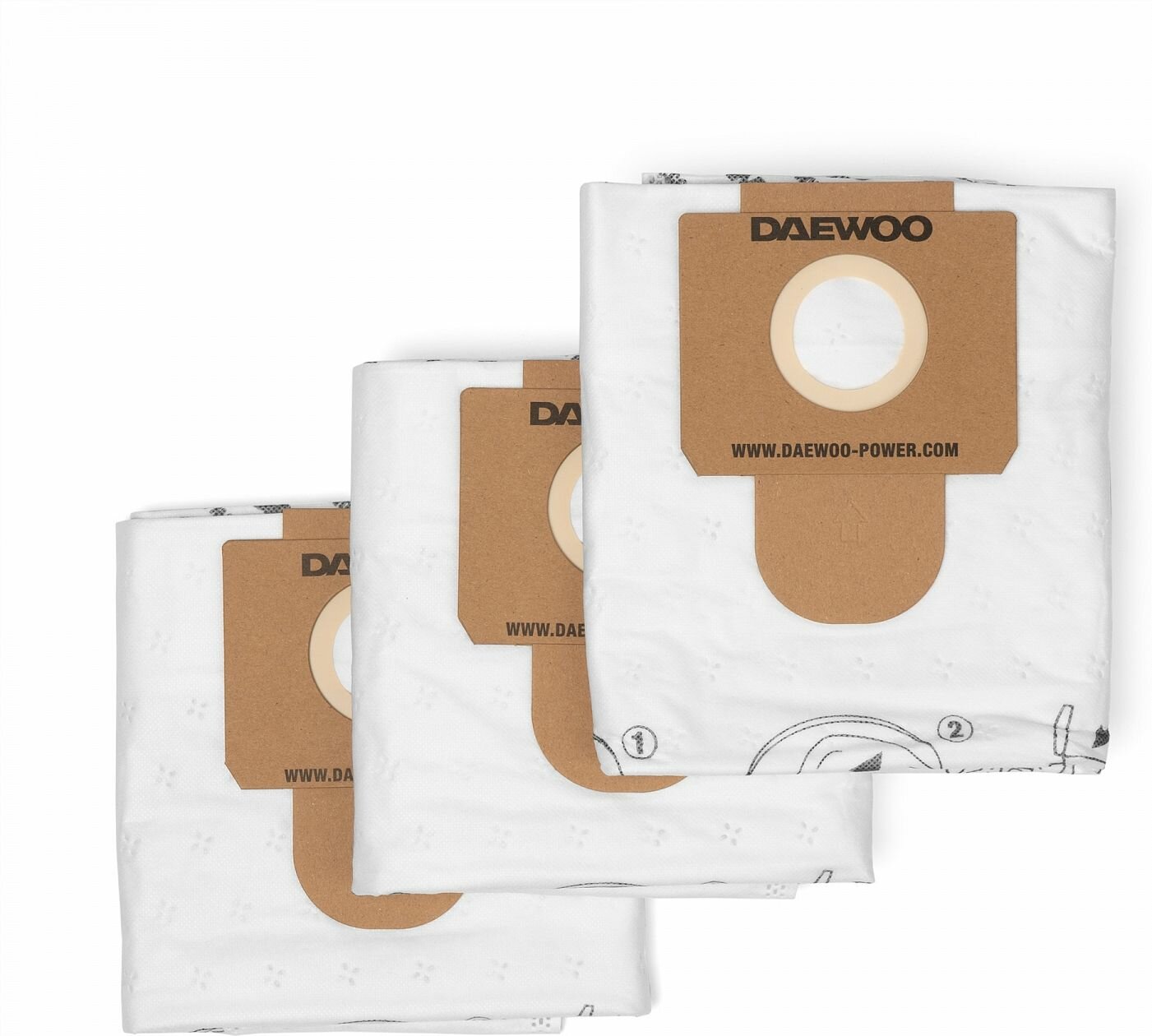 Фильтр-мешок DAEWOO DAVC 25TB, синтетический, многоразовый, белый, 3 шт