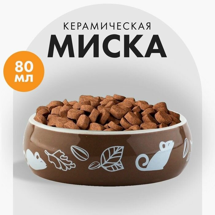 Миска керамическая "Вкусняшки", 80 мл, для грызунов