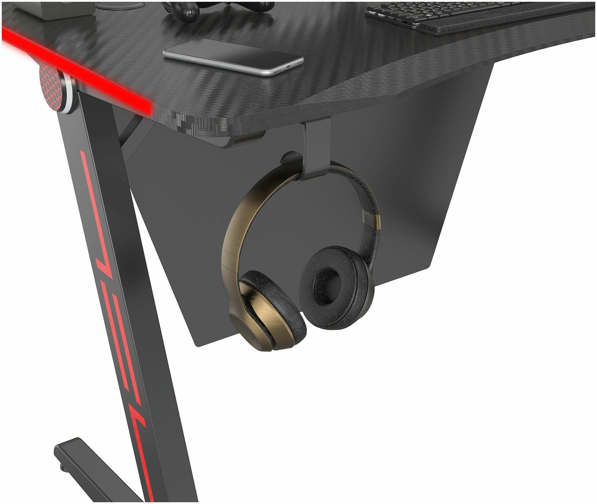 фото Стол игровой Cactus CS-GTZ-BK-CARBON-RED столешница МДФ карбон каркас черный