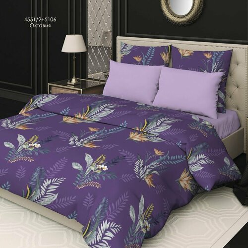 Ткань для пошива постельного белья Сатин Premium 100 хл ширина 228см намотка 30 м расцветка набивная - рисунок 4551-2 Октавиа 113531 15300₽