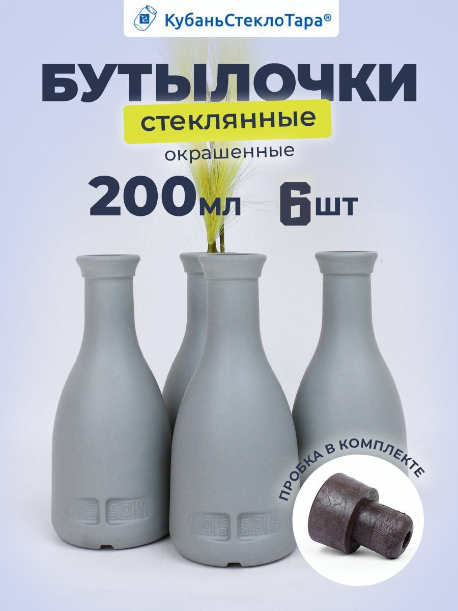 Набор стеклянных бутылок 6 шт 200 мл