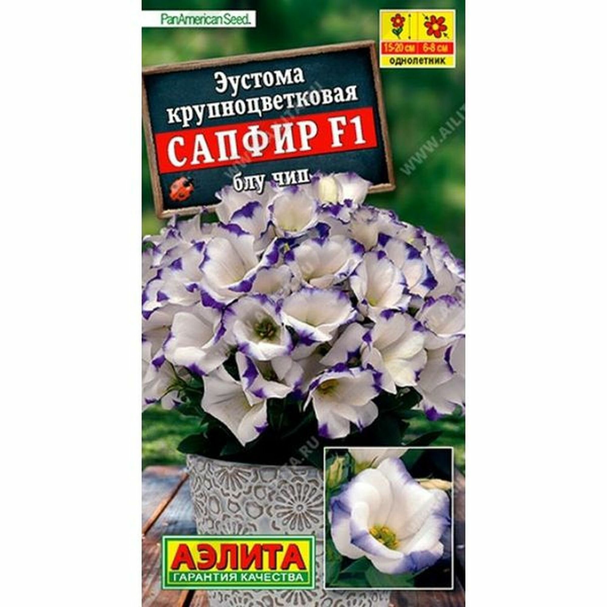 Семена Эустома Сапфир F1 блу чип крупноцветковый однолетник Аэлита 1 пачка - 5 семян