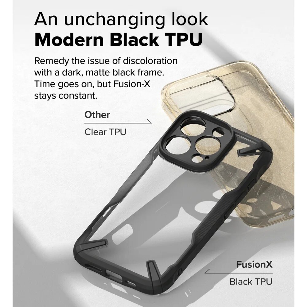 Ringke Fusion-X, совместимый с iPhone 16 Pro Max (2024), чехол с мягкой рамкой из ТПУ, прозрачная жесткая задняя крышка из ПК, гибридная крышка, Camo for 16 Pro Max — фото 1
