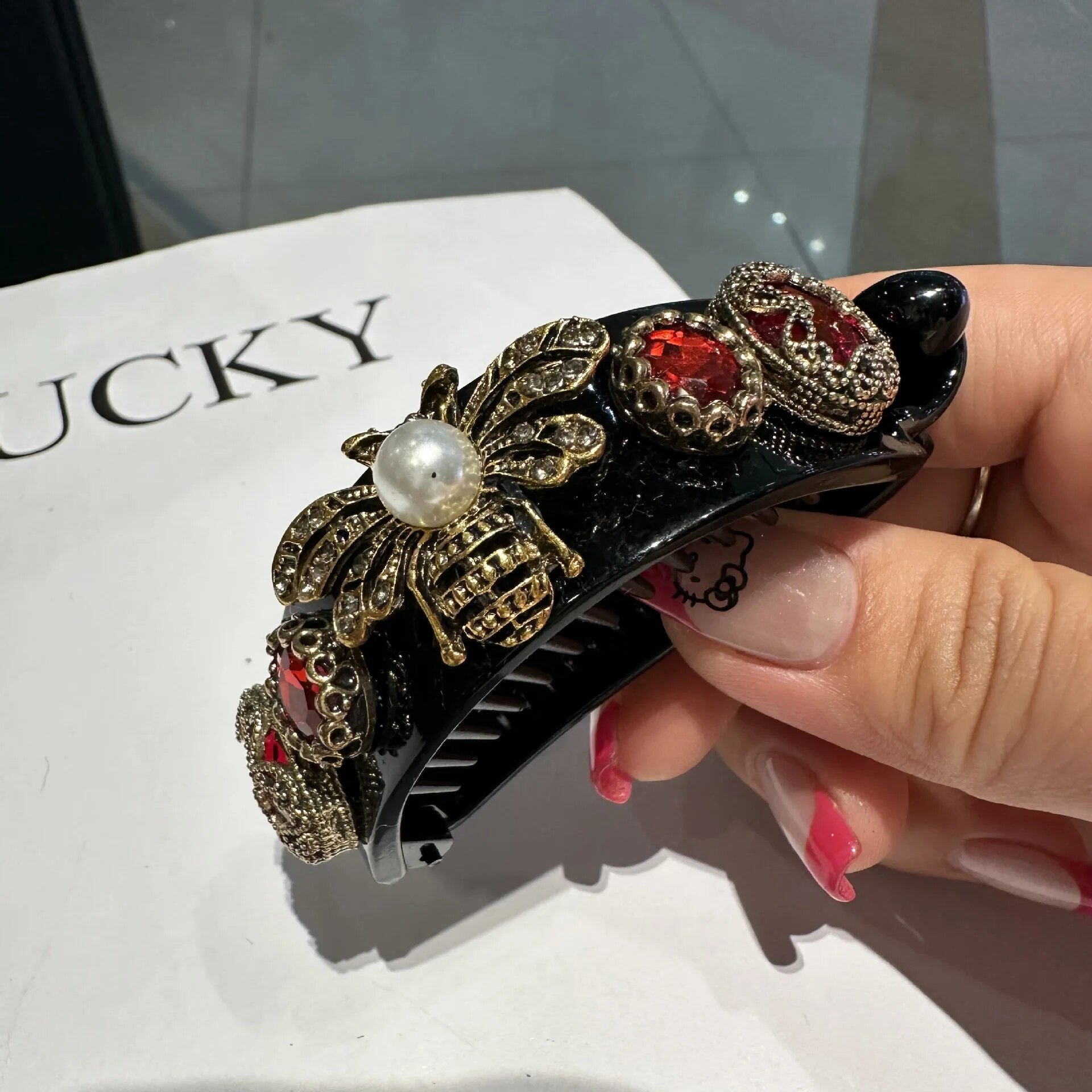 Хрустальная пчела заколка для волос Red