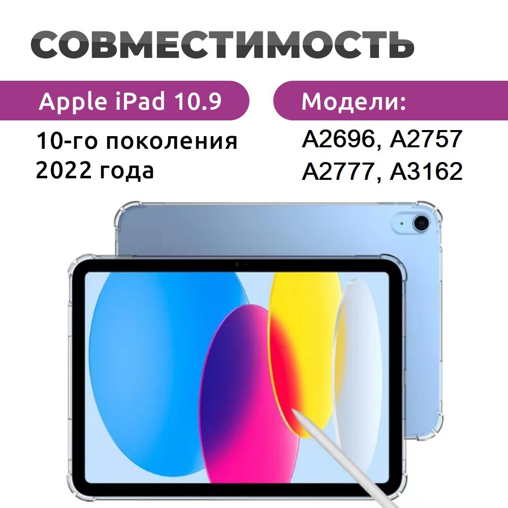 Противоударный чехол для Apple iPad 10 (10,9) 2022, Apple iPad (A16) 2025 прозрачный — фото 1