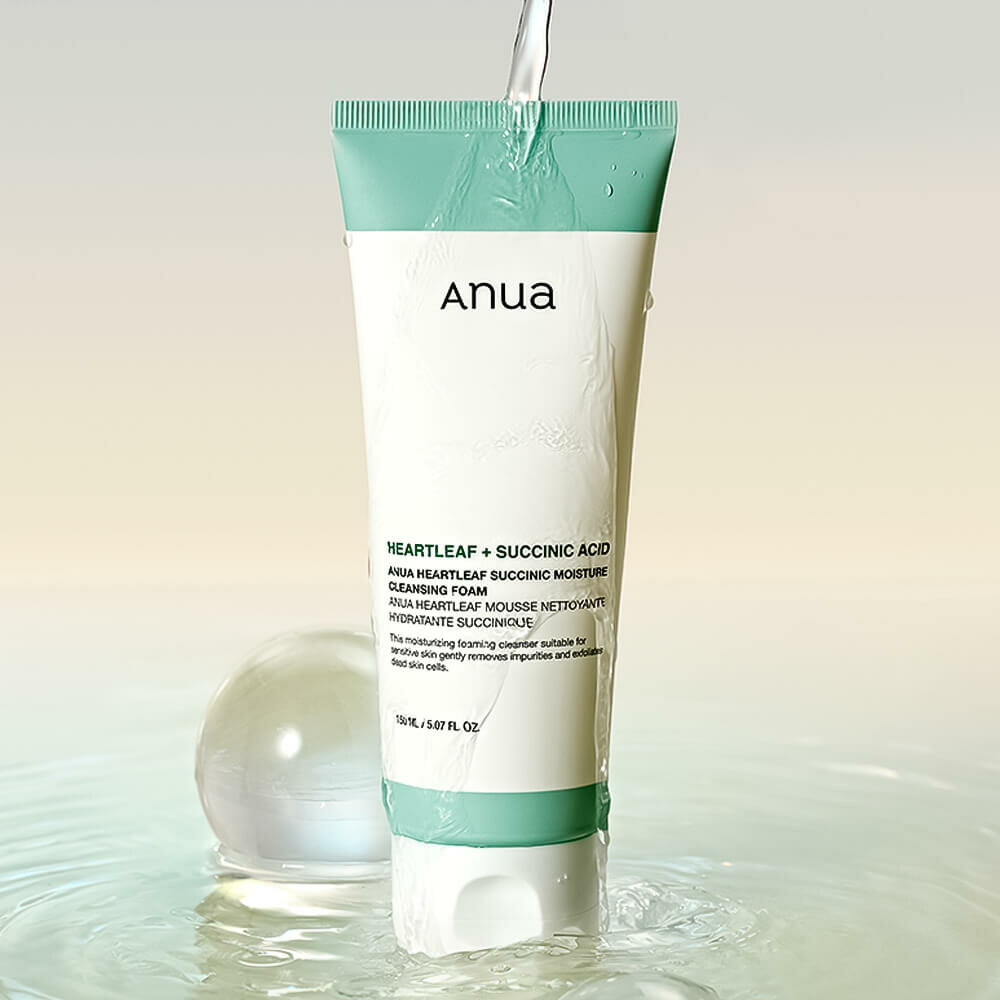 Гель-пенка для умывания с янтарной кислотой Anua Heartleaf Succinic Moisture Cleansing Foam, 150 мл — фото 1