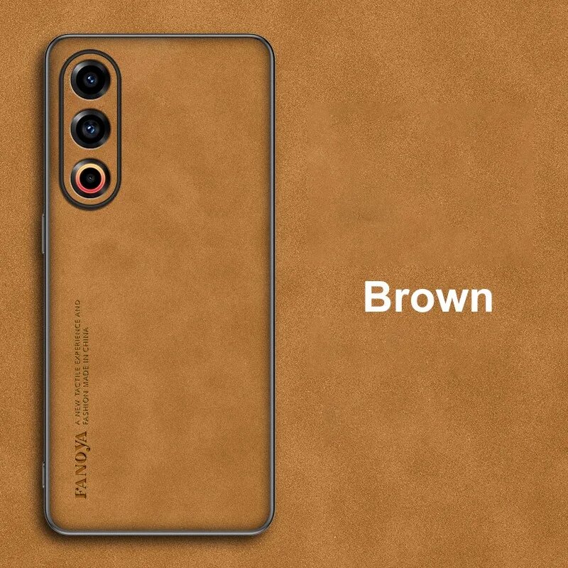 Чехол для Meizu 21 Pro, коричневый, из искусственной кожи