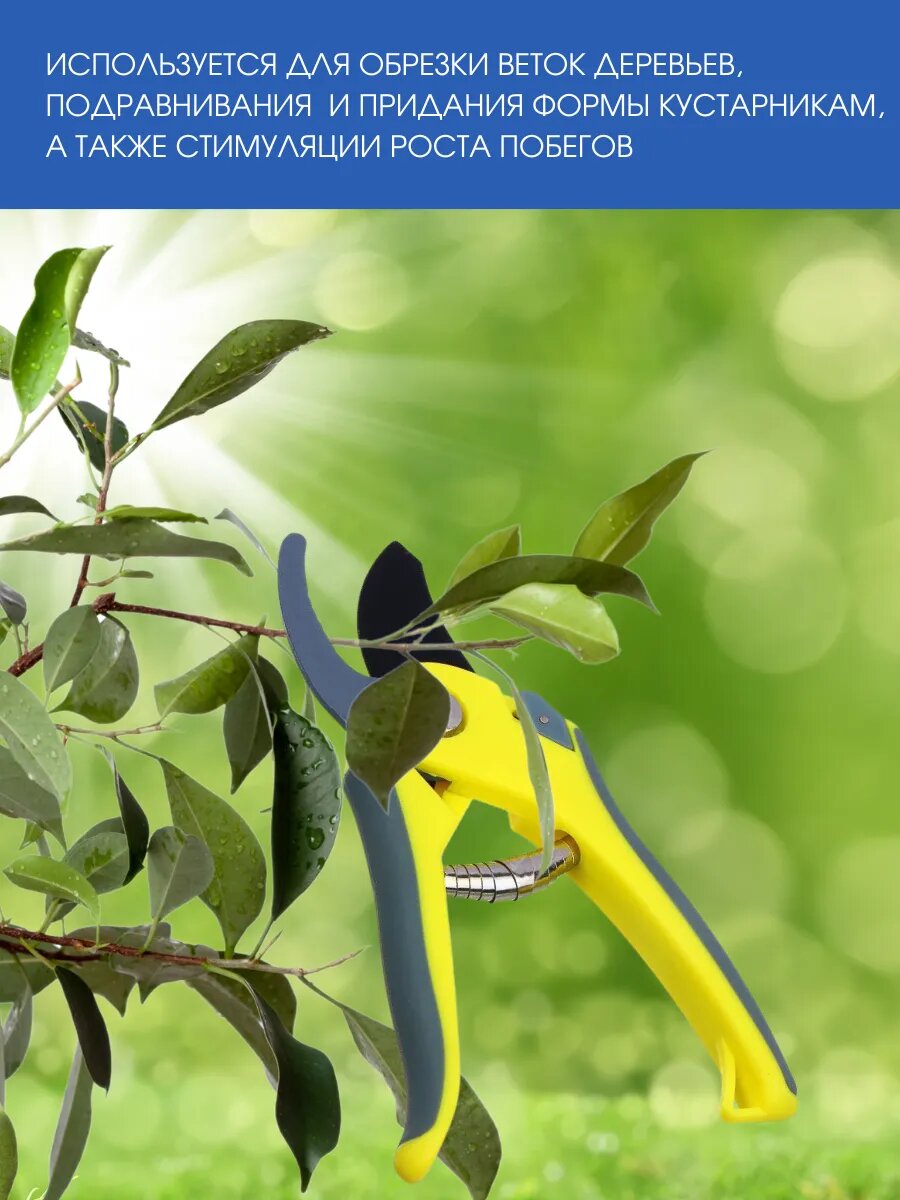 Секатор Inbloom, стальные лезвия, с пружиной, блокировкой лезвий. — фото 1