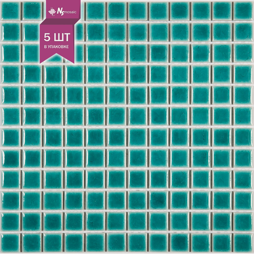 Изображение товара Мозаика керамическая NSmosaic PW2323-11, глянцевая бирюзовая, 300x300 мм, чип 23х23 мм, упаковка 5 шт