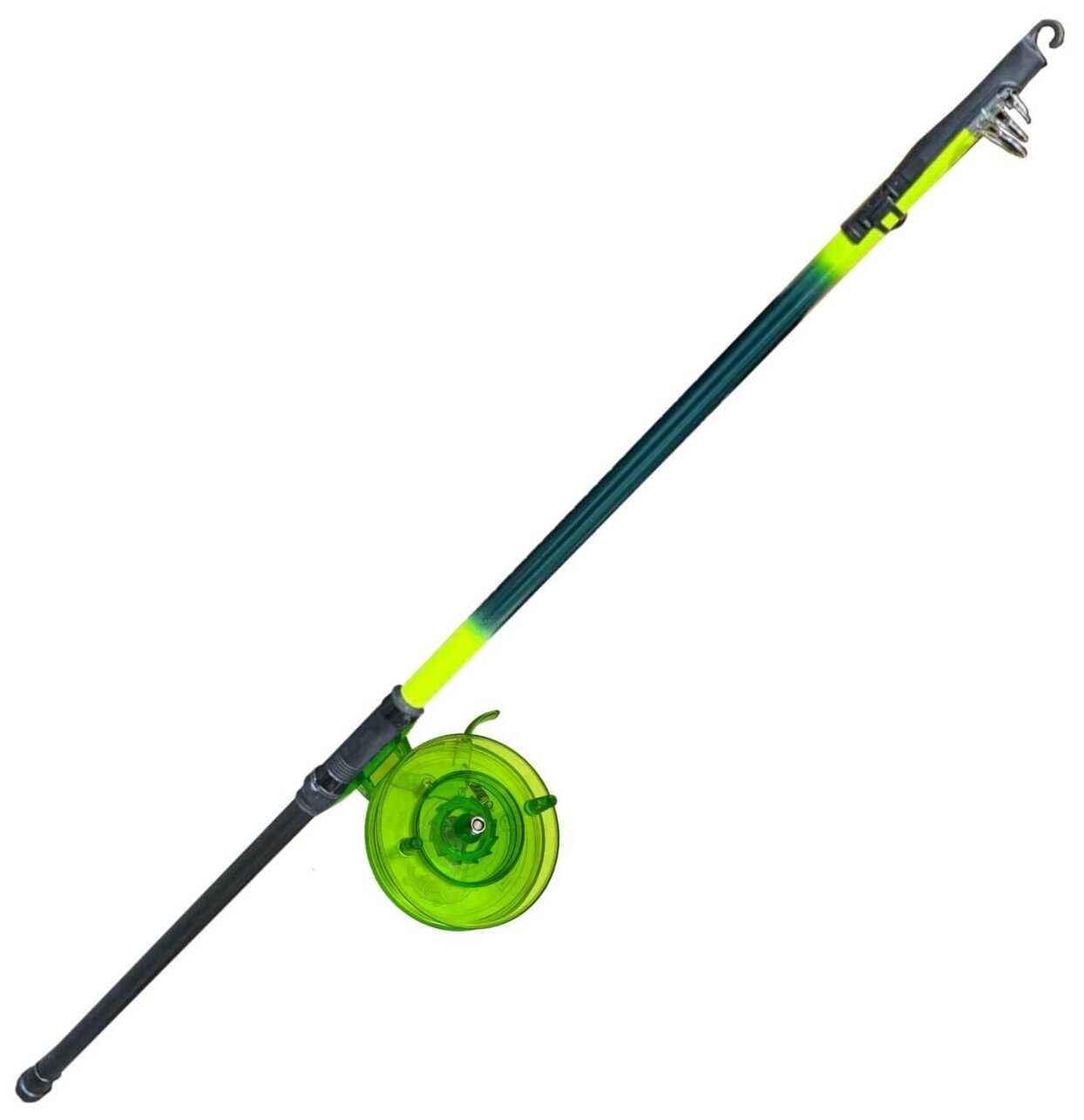 Удочка для ловли на поплавок с катушкой, телескопическая, зеленая, 5 м. Удилище с катушкой.