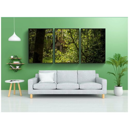 фото Набор модулных постеров для интерьера "лес, оставить зеленый, ведьмы дом" 60x90 см. в тубусе, без рамки lotsprints