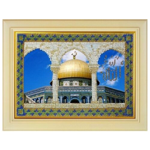 Вышивка Мечети мира. Мечеть Купол скалы в Иерусалиме 13.5x20 см.