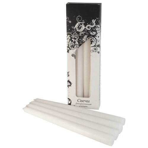 Свеча декоративная Мир свечей Антик, белый, 25 см, 4 шт