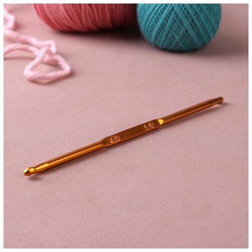 Купить Арт Узор Крючок для вязания, двусторонний, d = 4/5 мм, 13 см, цвет золотой