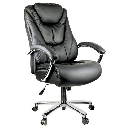 фото Кресло руководителя helmi "springs", повышенная прочность, экокожа черная, хром, до 200 кг (282341)