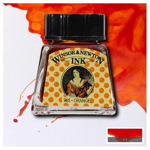 фото Тушь winsor&newton для рисования, оранжевый, стеклянный флакон 14мл гамма