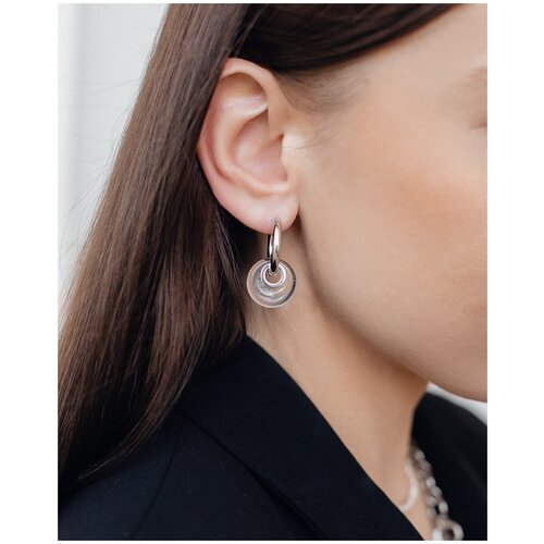 Серьги JIWA, горный хрусталь, размер 20 мм, серебряный