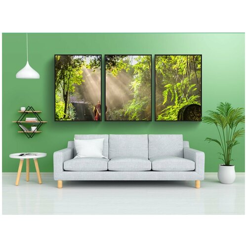 фото Набор модулных постеров для интерьера "буддизм тхеравады, медитация при ходьбе, монах" 60x90 см. в тубусе, без рамки lotsprints