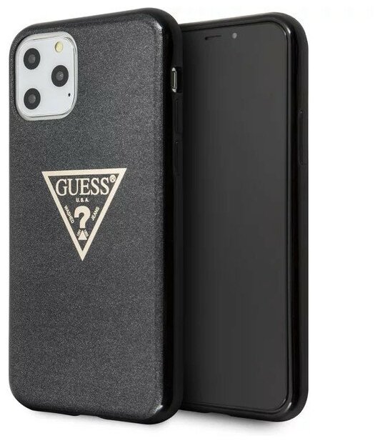 Чехол CG Mobile Guess Triangle logo Hard TPU для iPhone 11 Pro, цвет Блестящий черный (GUHCN58SGTLBK)