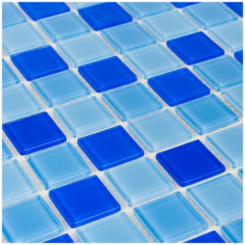 Стеклянная мозаика DAO-104-23-4. Размер 300х300мм. Толщина 4мм. Цвет синий/голубой. 1 лист. Площадь 0.09м2