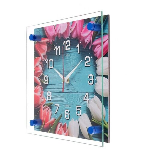 фото Часы настенные, серия: цветы, "бутоны", 25х25 см рубин 3979120 . 21 век