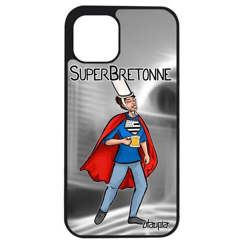 фото Защитный чехол на смартфон // iphone 12 pro max // "супербретонка" супергерой комичный, utaupia, серый