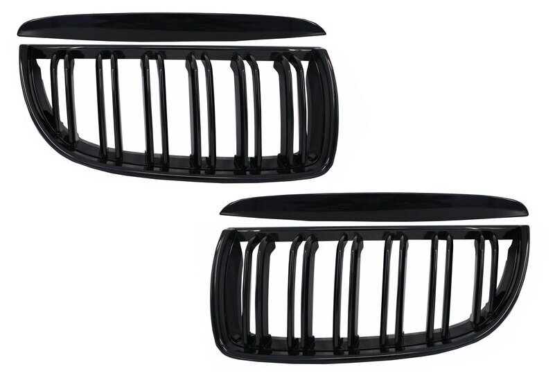 Решетки радиатора (ноздри) раздвоенные черные глянцевые M-Performance для BMW 3 Series E90 дорестайлинг 2005-2009 года