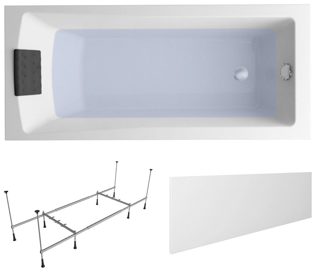Комплект 4 в 1 Lavinia Boho One S2-3701006P, акриловая ванна 160x70 см, каркас, подголовник, лицевой экран