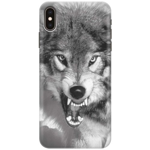 фото Gosso ультратонкий силиконовый чехол-накладка для apple iphone xs max с принтом "волчий оскал"