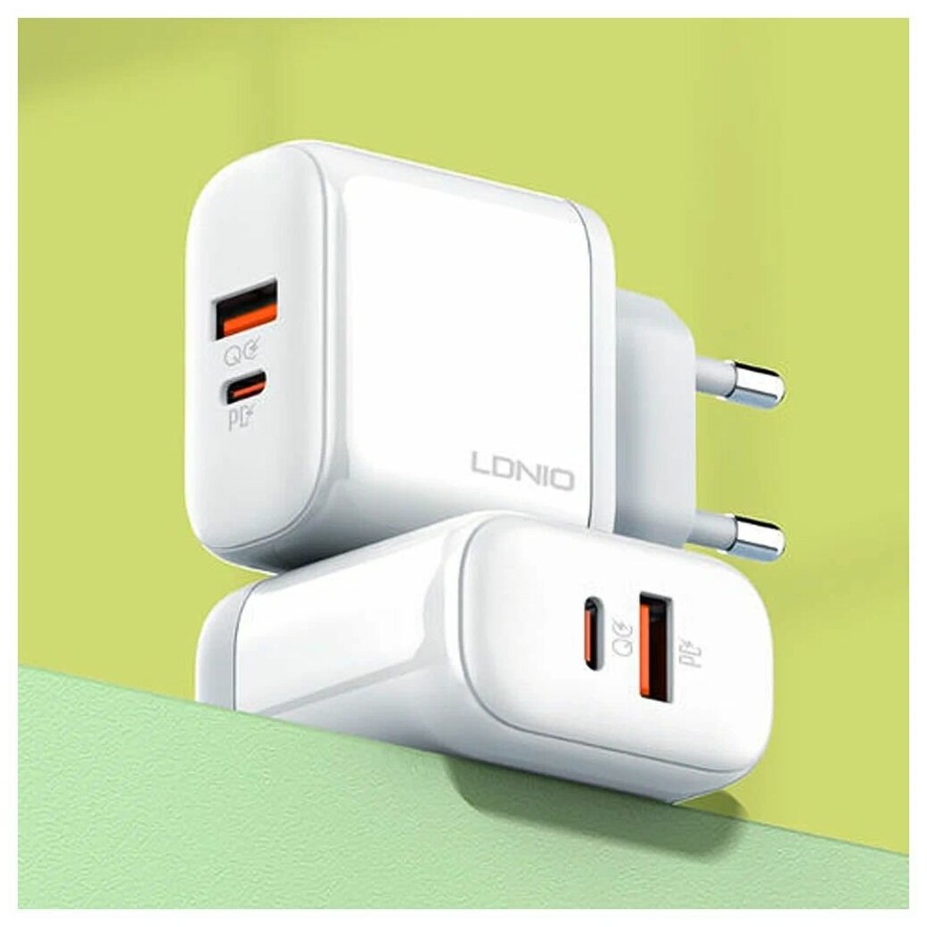 Сетевое зарядное устройство LDNIO A2526C 45W Fast Charger PD/QC + кабель USB - TYPE C 1м
