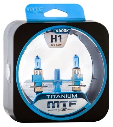 Галогенные автолампы MTF Light серия TITANIUM H1, 12V, 55W, комплект 2 лампы