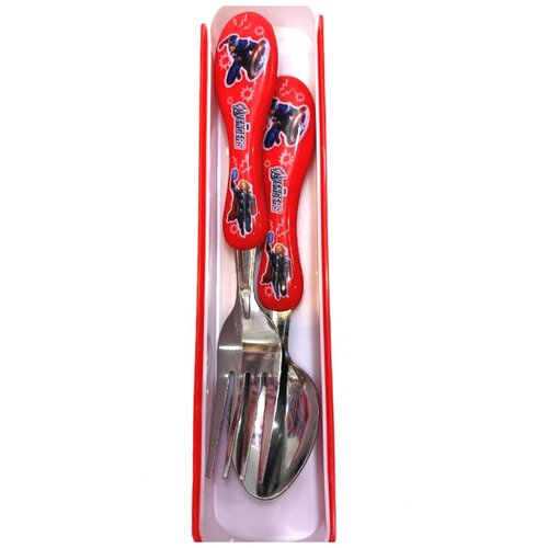 Набор детских столовых приборов ложка+вилка в футляре Мстители