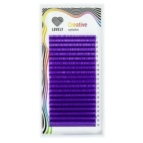 Купить LOVELY Ресницы фиолетовые (purple) - 20 линий, MIX (изгиб C; толщина 0, 10; длина 7-13), фиолетовый