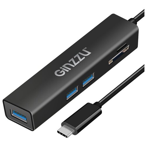 Карт-ридер Ginzzu EXT GR-566UB USB Type-C - 3xUSB 3.0/microSD/SD Black 17431