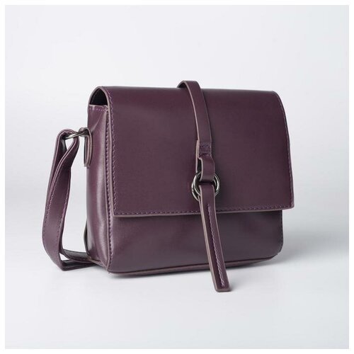 фото Сумка женская, отдел на клапане, длинный ремень, цвет фиолетовый mikimarket
